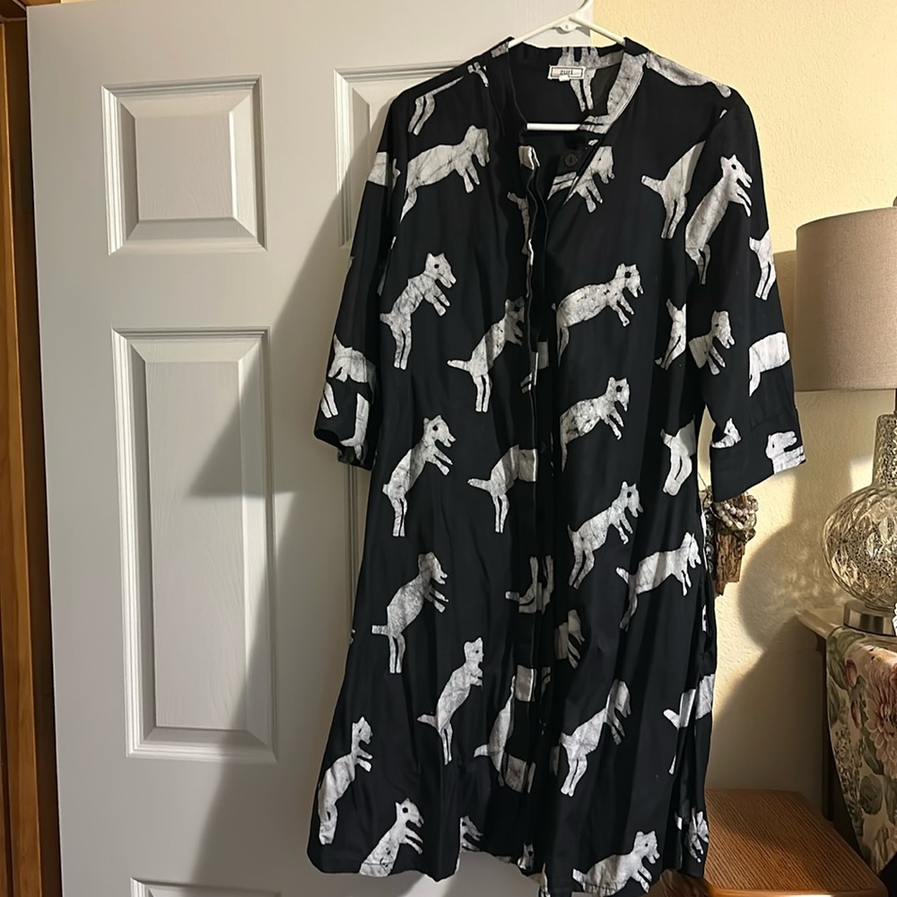 Zuri in large. Pattern is GOAT. Black and white.